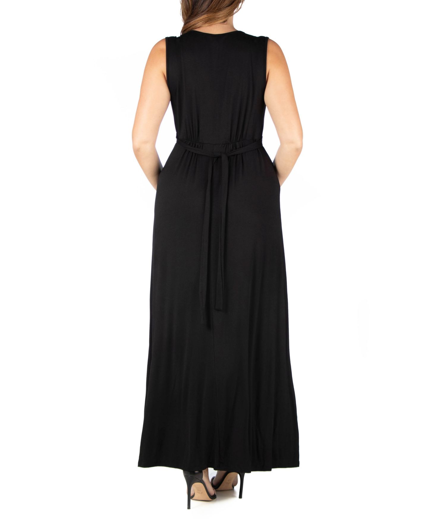 Женское платье 24seven Comfort Apparel Plus Size Sleeveless Empire Waist Maxi, цвет: Чёрный — фото 2