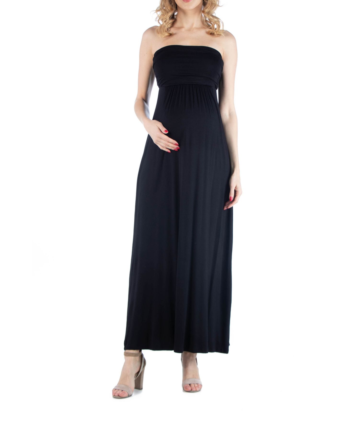 Женское платье 24seven Comfort Apparel Sleeveless Empire Waist Maternity Maxi, цвет: Чёрный — фото 1