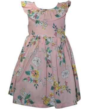 Blueberi Boulevard Baby Girls Blush Watercolor Floral-Print Dress