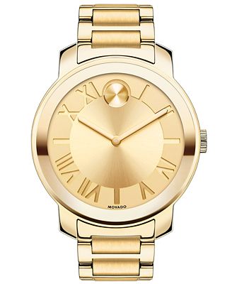 Movado Women's Swiss Bold Gold Ion-Plated Stainless Steel Bracelet ...