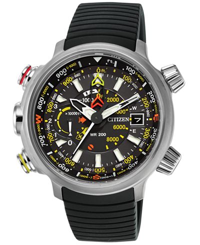 Citizen Men's Chronograph Eco-Drive Promaster Altichron Black Rubber Strap Watch 50mm BN5030-06E