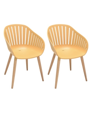 Armen Living Nassau Outdoor Arm Dining Chairs Finish with Legs - Set of 2