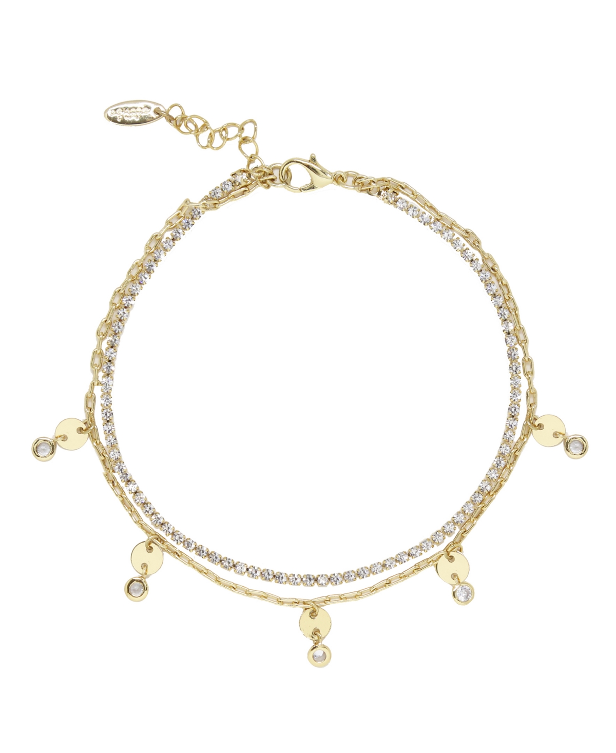 Giovanna Layered Crystal Women's Anklet - Gold