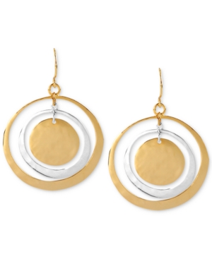 image of Robert Lee Morris Soho Earrings, Two-Tone Hammered Circle Orbital Earrings