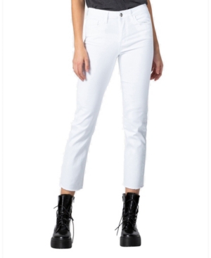 image of Vervet Mid Rise Raw Hem Slim Straight Jeans
