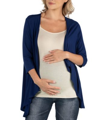 Elbow Length Sleeve Maternity Open Cardigan