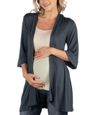 Open Front Elbow Length Sleeve Maternity Cardigan