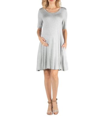 Soft Flare T-Shirt Maternity Dress with Pocket Detail