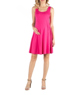 24seven Comfort Apparel Plus Size Fit And Flare Knee Length Tank Dress In Pink