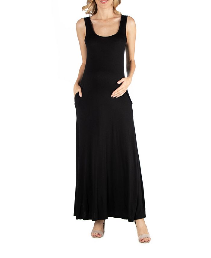24seven Comfort Apparel Scoop Neck Sleeveless Maternity Maxi Dress with ...