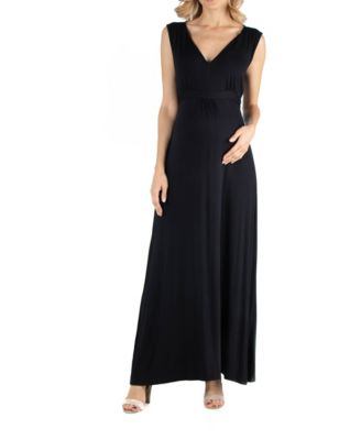 24seven Comfort Apparel V Neck Sleeveless Maternity Maxi Dress with ...