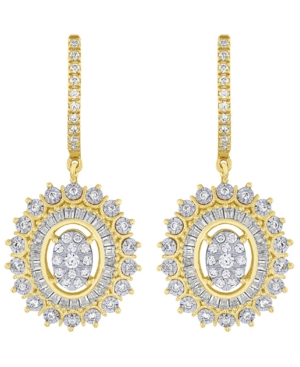 image of Diamond Halo Cluster Drop Earrings (3/4 ct. t.w.) in 14k Gold & White Gold