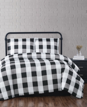 Truly Soft Everyday Buffalo Plaid Twin Xl Duvet Set Bedding In Black And White