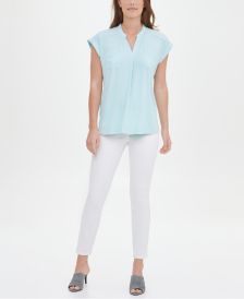 V-Neck Mixed-Texture Top