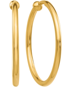image of Skinny Hoop Clip-On Earrings in 14k Gold