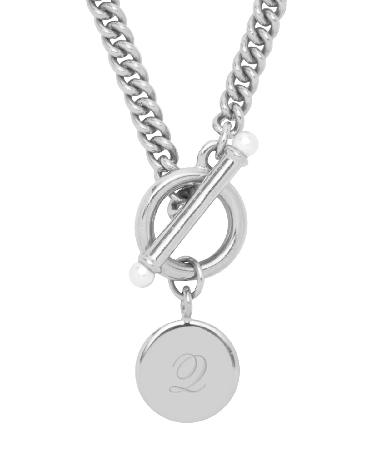 Stella Imitation Pearl Initial Toggle Necklace - Silver Z