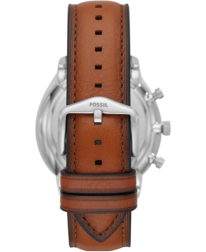 Fossil Men's Chronograph Neutra Brown Leather Strap Watch 44mm