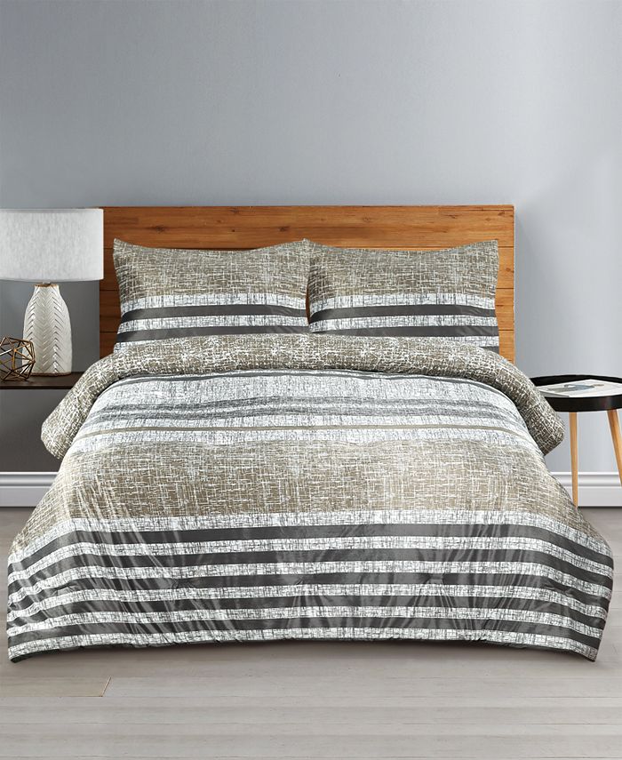 Muk Luks Earthy Stripe Comforter Set with Mink Front 2 Matching Shams ...