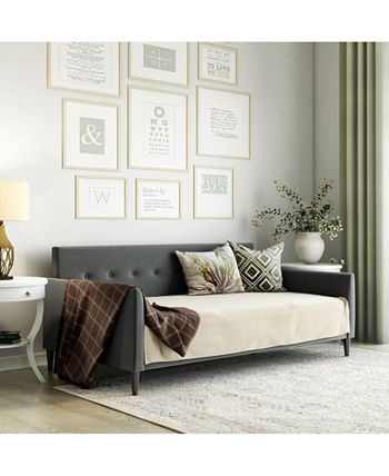Handy Living Rico Upholstered Twin Size Square Tufted Back Daybed