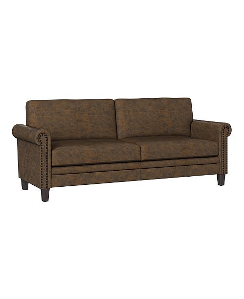 Sunday Theory Handy Living Grant Rolled Arm Sofa In Distressed