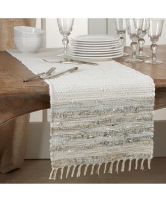 Striped Leather Chindi Runner