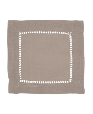 Saro Lifestyle Hemstitched Border Cocktail Napkin Set Of 12 In Taupe