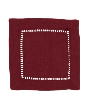 Shop Saro Lifestyle Hemstitched Border Cocktail Napkin Set Of 12 In Burgundy