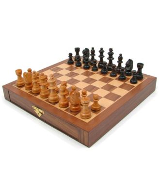 Trademark Games Inlaid Walnut Style Magnetized Wood Wstaunton Wood Chessmen