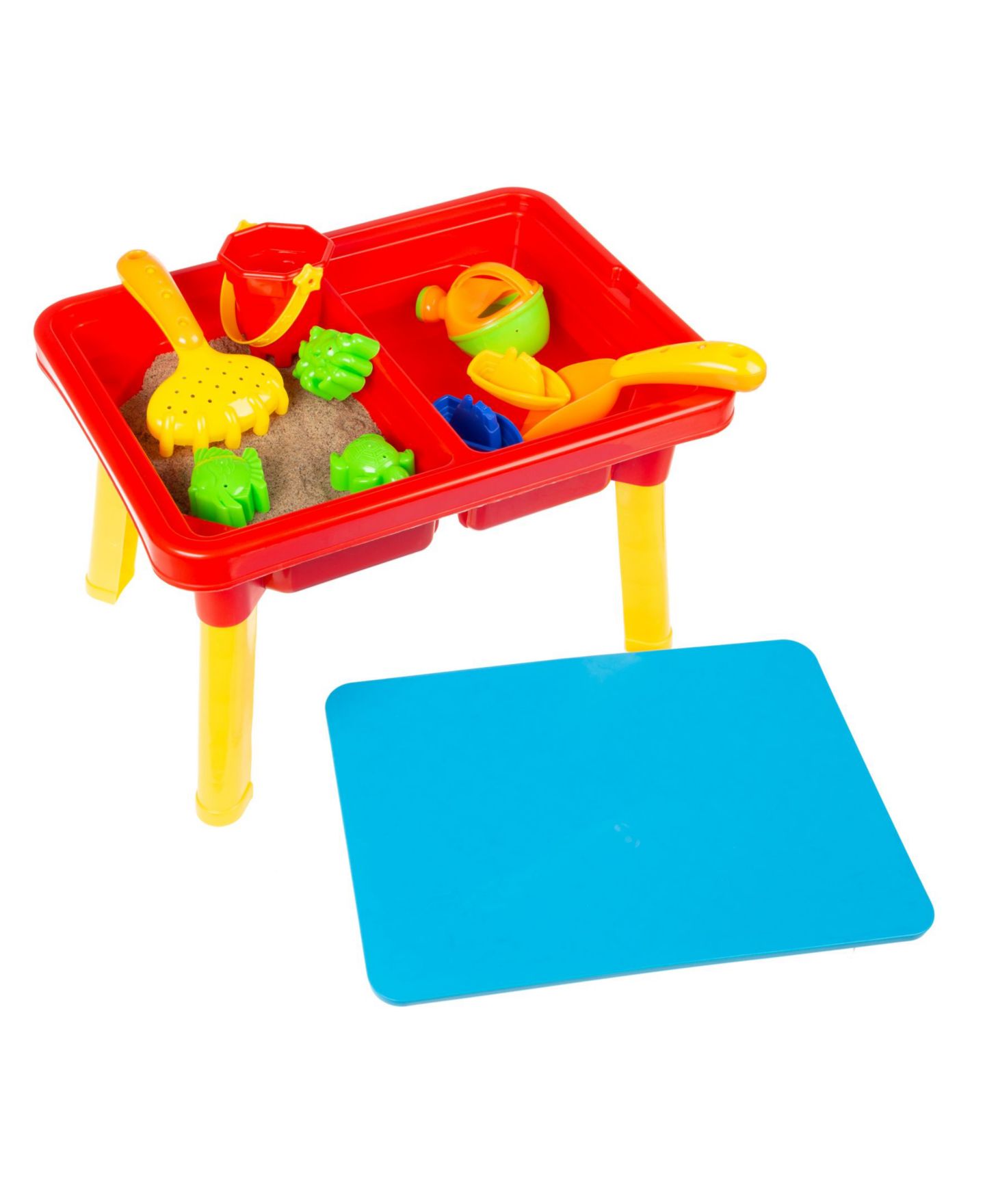 Детские игрушки Trademark Global Hey Play Water Or Sand Sensory Table With Lid, 17.5" x 12.5" x 11", Plastic, 10-Piece Activity Table, Ages 3+ — фото 1