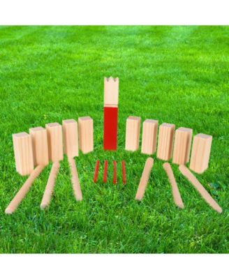 Trademark Global Hey Play Kubb Viking Chess Game - Wood Outdoor Lawn Game Set, Combines Bowling And Horseshoes, Strategic Party Fun For Adults, Families Or Kids
