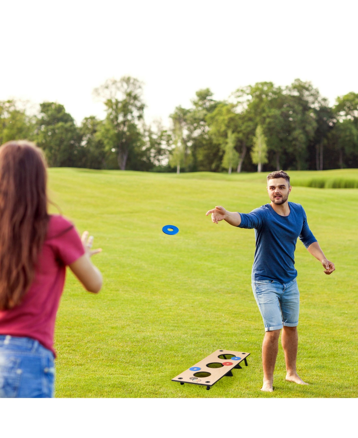 Shop Trademark Global Hey Play 2-in-1 Washer Pitch And Beanbag Toss Set In Multi