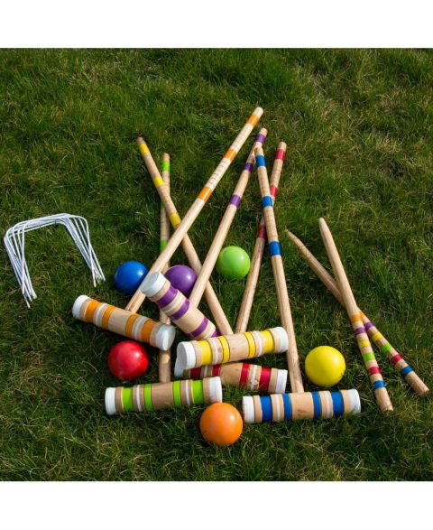 Детские игрушки Trademark Global Hey! Play! Wooden Vintage Croquet Set with Carrying Case, For 6 Players, Ages 6+