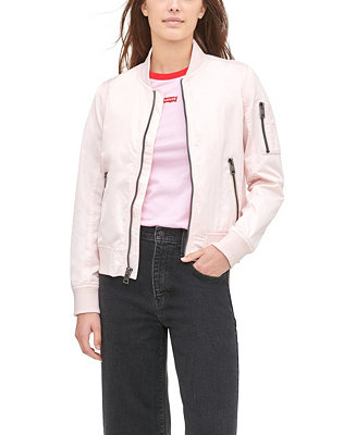 Well educated embroidery Butcher Levi's Women's Lightweight Zip-Detail Bomber Jacket - Macy's