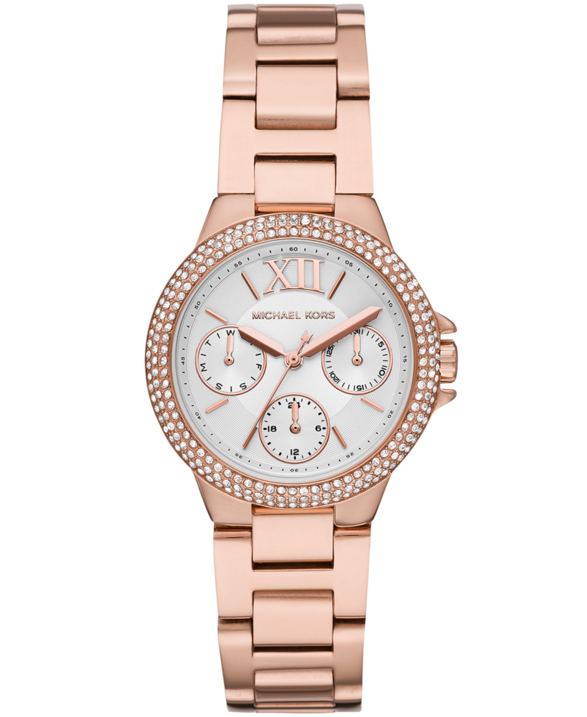 Michael Kors Women's Camille Chronograph Rose Gold-tone Stainless Steel Bracelet Watch 43mm