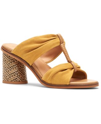 gold block heel mules