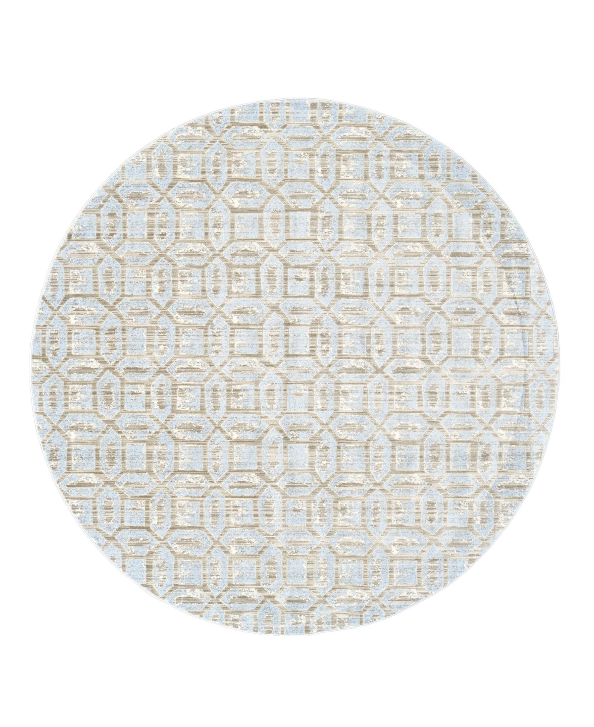 Feizy Joelle R3472 White 8'9in x 8'9in Round Rug - Ice
