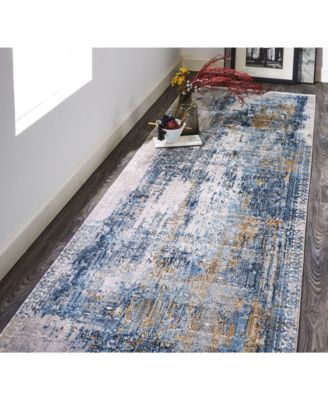 Cadiz R3890 Blue 3'1" x 10' Runner Rug