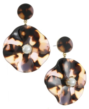 image of Trifari Gold-Tone Flower Drop Earring