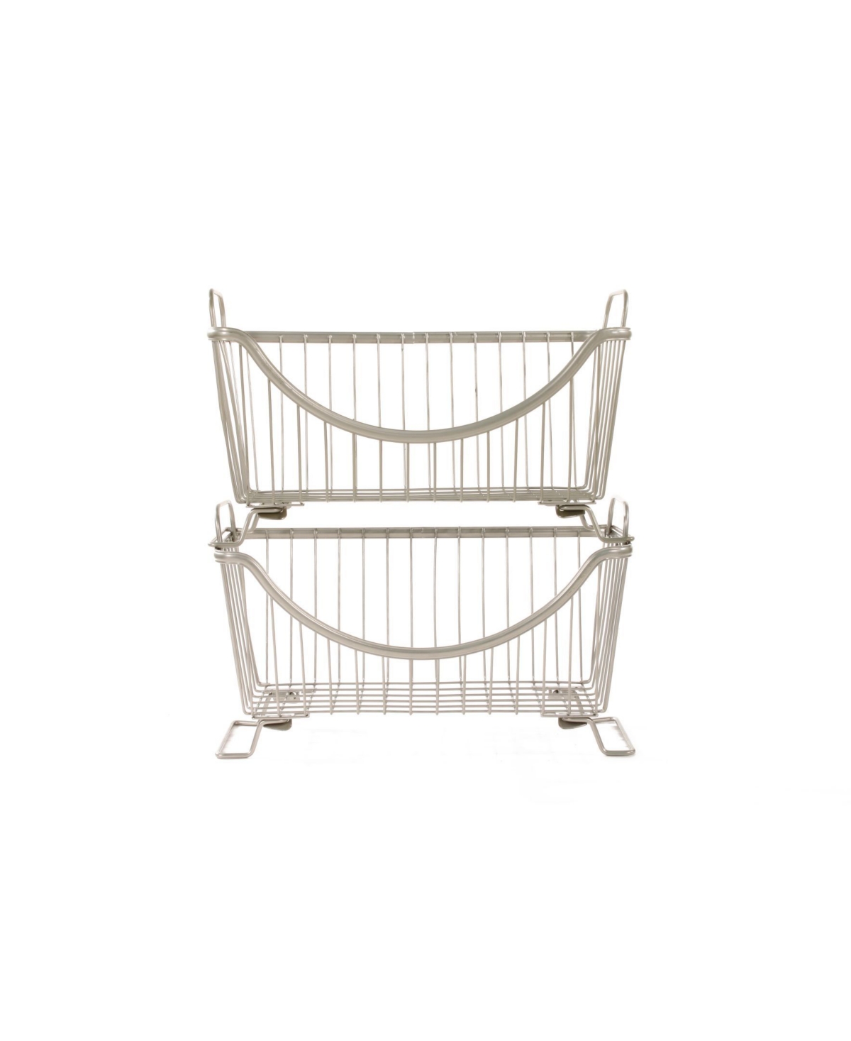 Spectrum Diversified Ashley Stackable Wire Basket with Raised Feet and Looped Handles, - Gold-tone