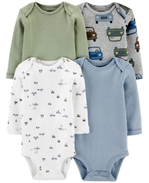 Carter's Baby Boys 4-Pk Printed Long-Sleeve Cotton Bodysuits