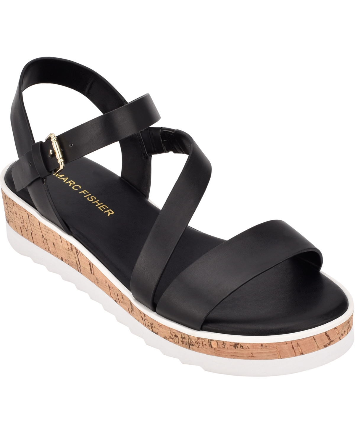 Grandie Treaded Flatform Wedge Sandals - Black