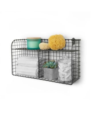 Vintage-like Living Wall Mount Double Bin with Shelf