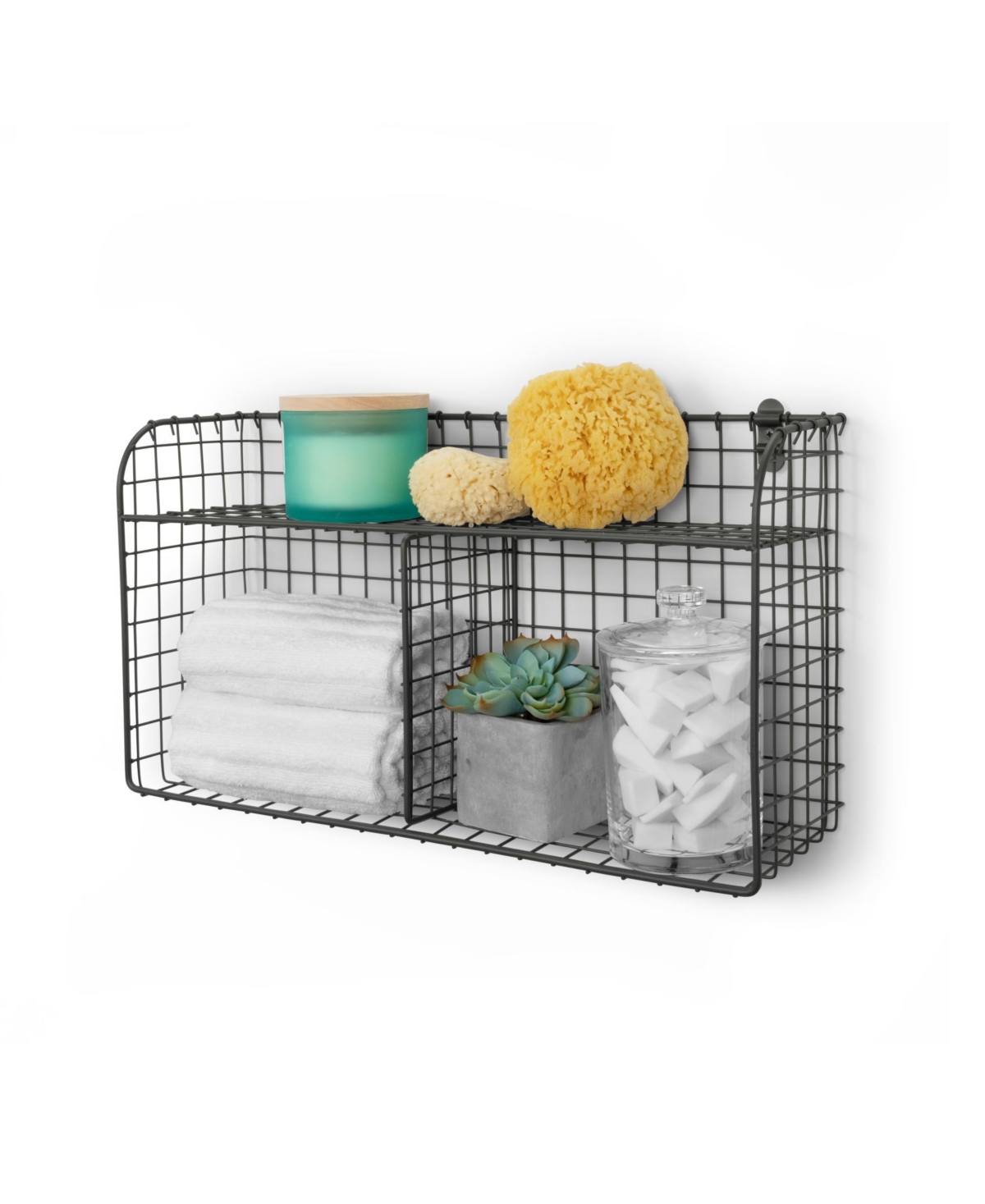 Spectrum Vintage-like Living Wall Mount Double Bin with Shelf