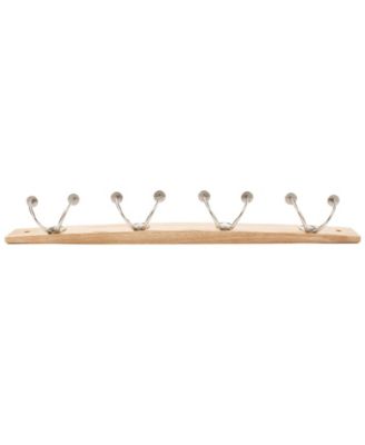 Stratford Wall Mount 4-Double Hook Wood Rack