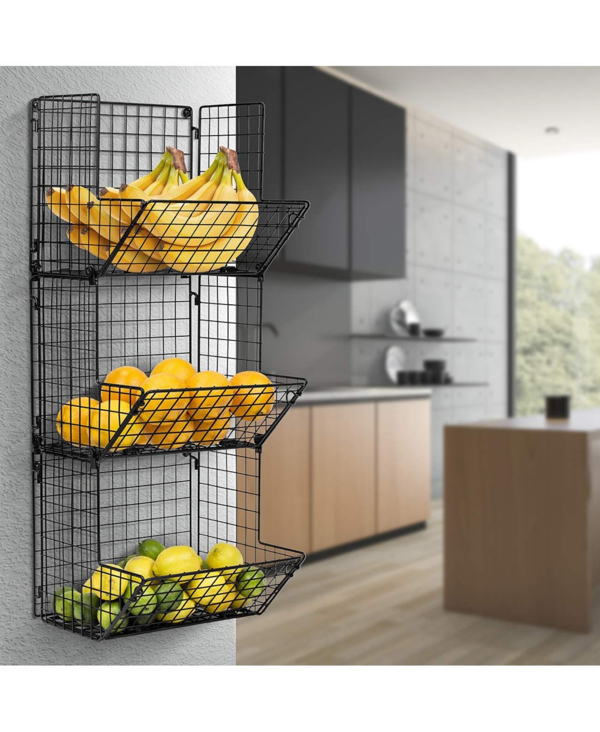 3 Tier Wall Mounted Storage Rack - Black