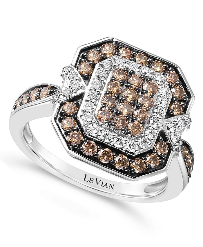 Le Vian Chocolate Diamond (3/4 ct. .) & Nude Diamond (1/3 ct. .) Ring  in 14k White Gold & Reviews - Rings - Jewelry & Watches - Macy's