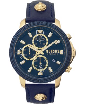 Versus Versace - Men's Chronograph Bicocca Blue Leather Strap Watch 46mm