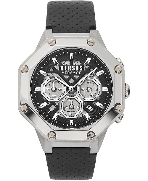 Versus By Versace Men S Chronograph Palestro Black Leather Strap