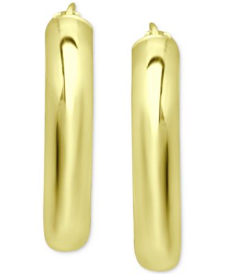 Medium Polished Hoop Earrings in 18K Gold-Plated Sterling Silver, 1-3/8", Created for Macy's