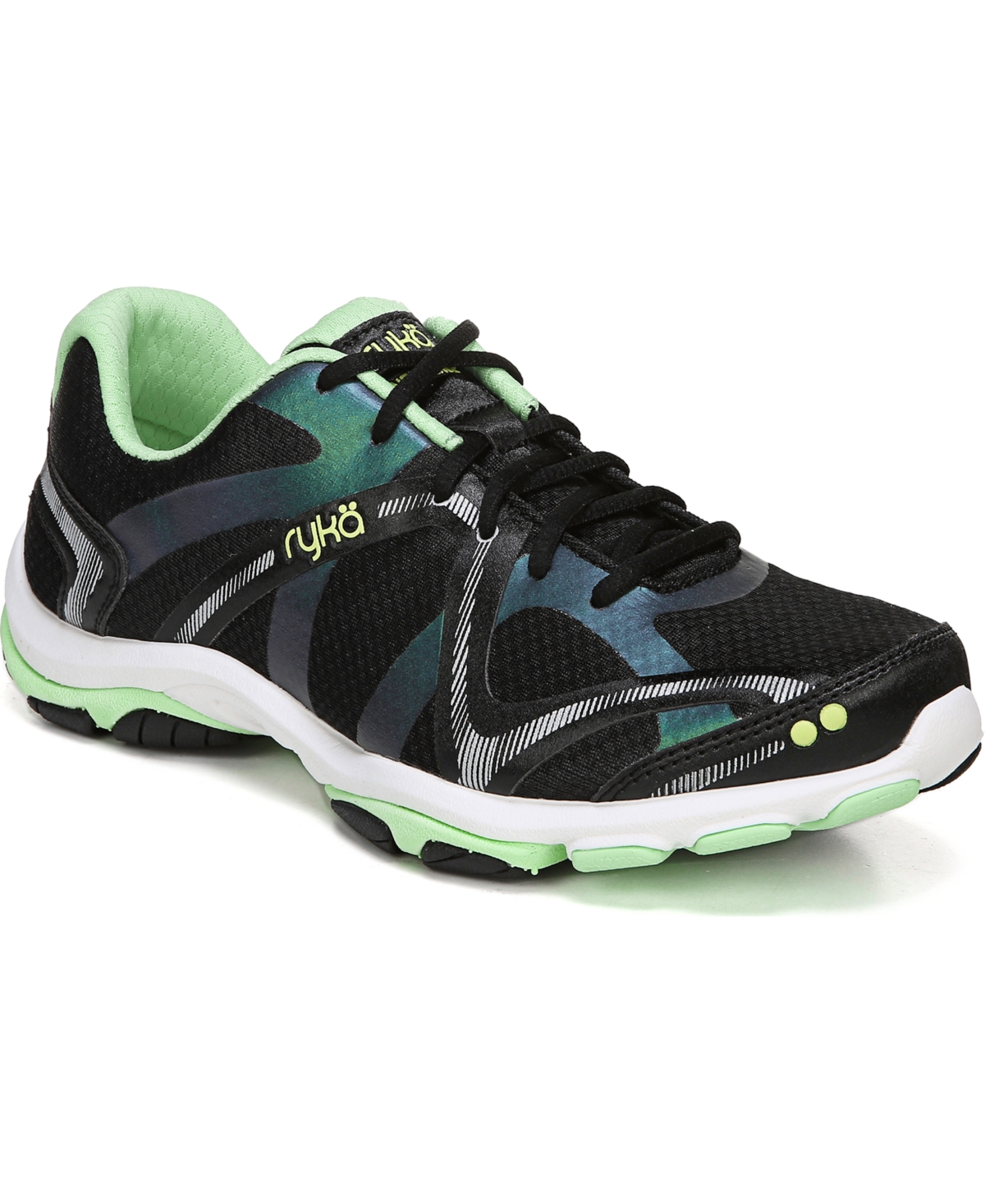 Women's Influence Training Sneakers - Black/Green Mesh/Faux Leather